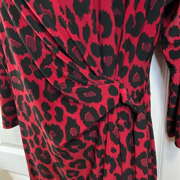 NWT Anne Klein Red and Black Animal Print Dress - Picture 3 of 5